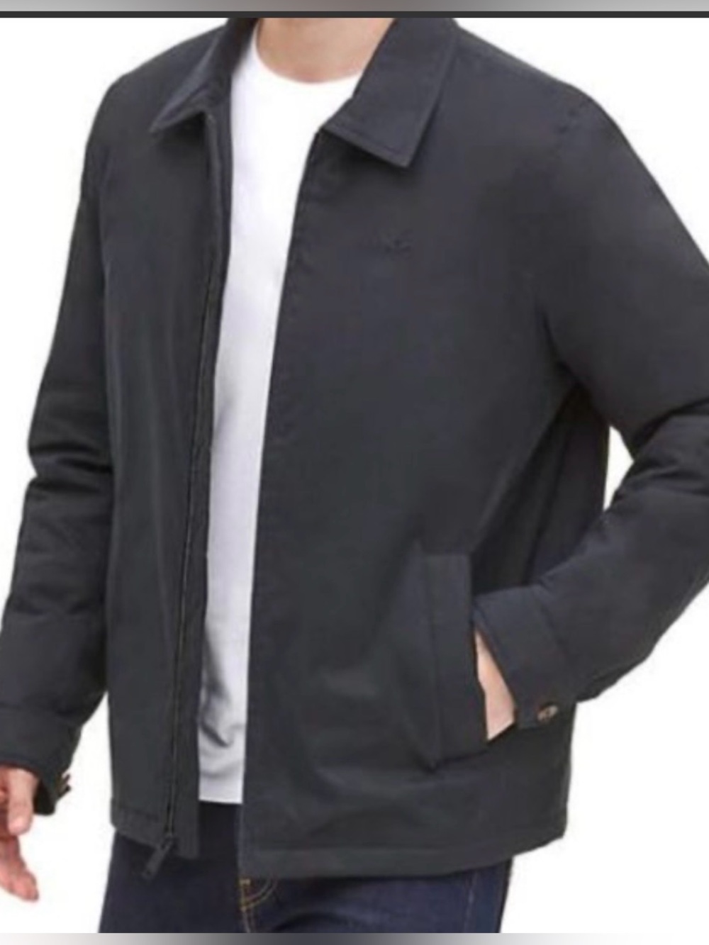 dockers man’s black jacket with quilted lining pockets. L